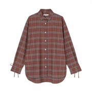 【Pitta Re:)】カジュアルシャツ リボンカフス チェック シャツ 長袖 レディースデザインシャツ
