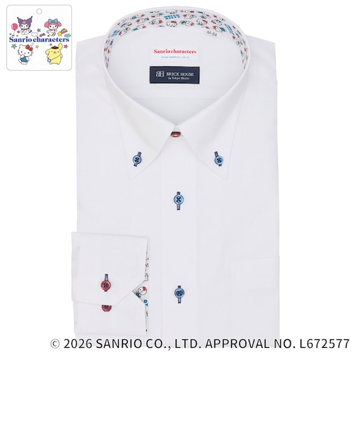 【HELLO KITTY×TOKYO SHIRTS】 ボタンダウン 長袖 形態安定 ワイシャツ