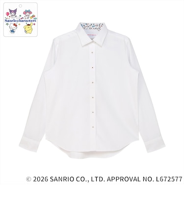 【HELLO KITTY×TOKYO SHIRTS】 ワイド 長袖 形態安定 レディースシャツ