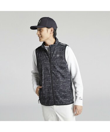 メンズ ゴルフ ストレッチAOP ウーブン フルジップ スウェット ベスト