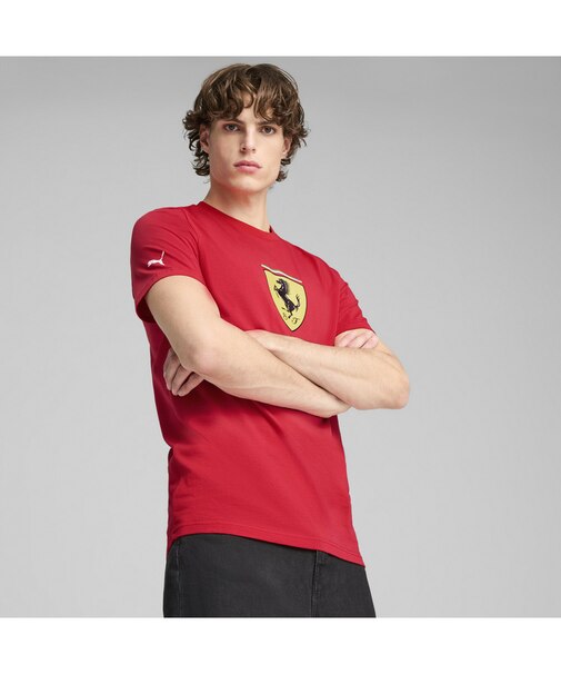 メンズ フェラーリ レース カラード ビッグ シールド 半袖 Tシャツ