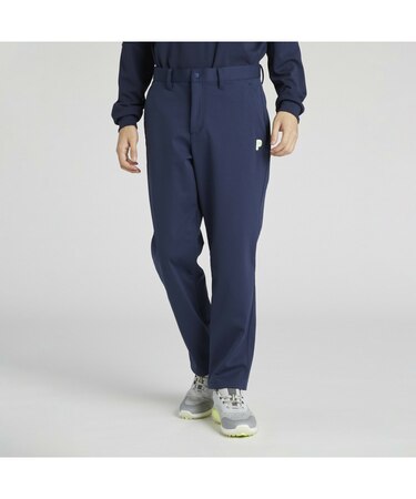 メンズ ゴルフ PC ストレッチ グリッド フリース ワイド パンツ