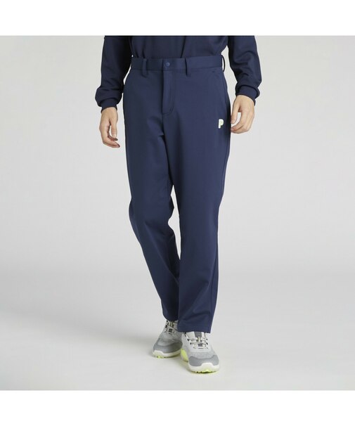 メンズ ゴルフ PC ストレッチ グリッド フリース ワイド パンツ