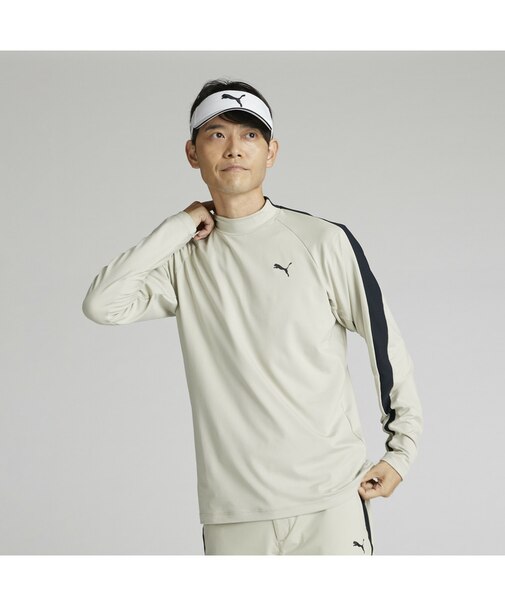 メンズ ゴルフ PF ストレッチ ピーチ スムース モックネック 長袖 シャツ