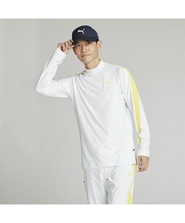 メンズ ゴルフ PF ストレッチ ピーチ スムース モックネック 長袖 シャツ