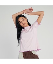 ウィメンズ サマー リブ 半袖 Tシャツ