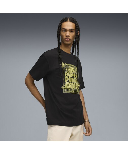 メンズ グラフィック スーパー プーマ ワールド ツアー リラックスド 半袖 Tシャツ