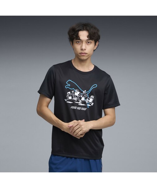メンズ ランニング グラフィック メッシュ 半袖 Tシャツ