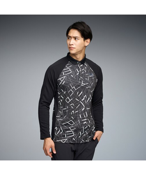 メンズ ゴルフ シャドウキャット グラフィック 長袖 ポロシャツ