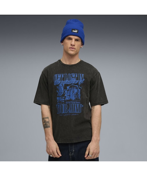 メンズ グラフィック パラダイス マインドセット ウォッシュド ボクシー 半袖 Tシャツ