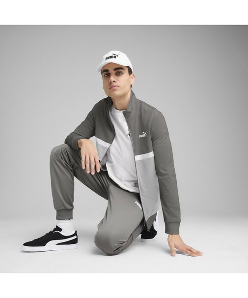 メンズ ポリ カラーブロック スーツ 上下セット