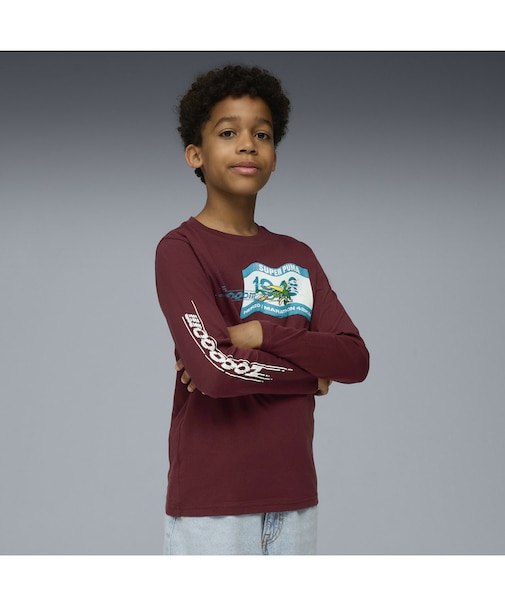 ボーイズ スーパー プーマ グラフィック 長袖 Tシャツ 128-164cm