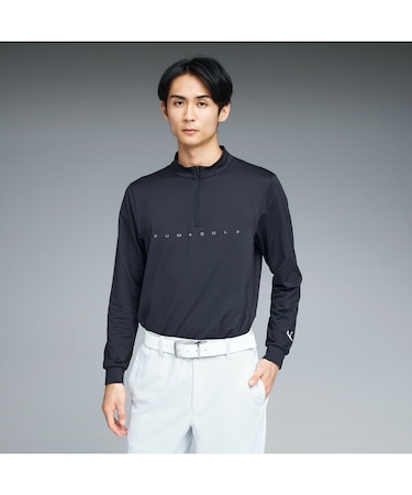 メンズ ゴルフ PB ハーフジップ 長袖 ハイネック シャツ