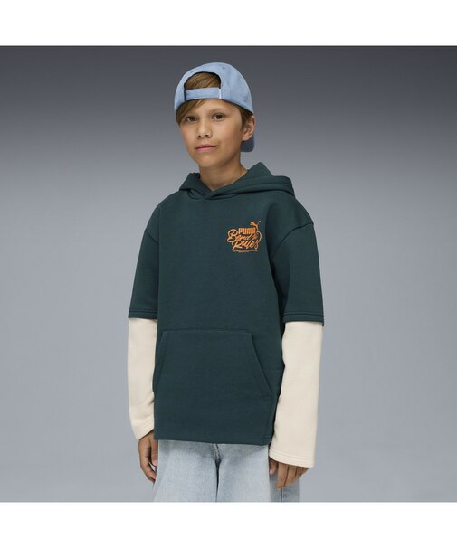 ボーイズ ミッド90S レイヤード フーディ 裏起毛 120-160cm