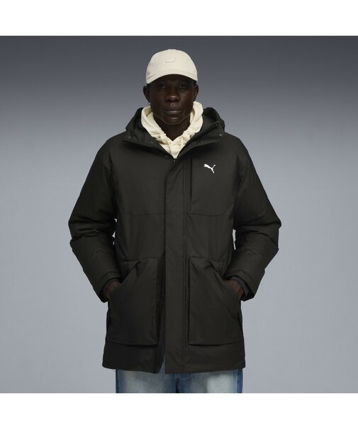 メンズ プロテクティブ フーデッド ダウン ジャケット