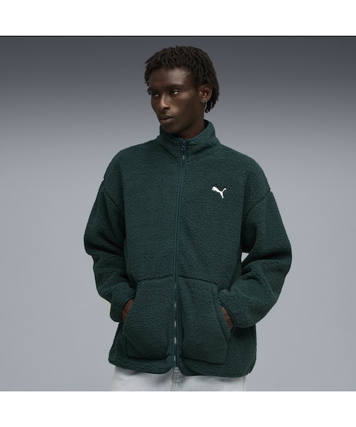 メンズ ESS エレベーテッド リラックスド フルジップ シェルパ ジャケット