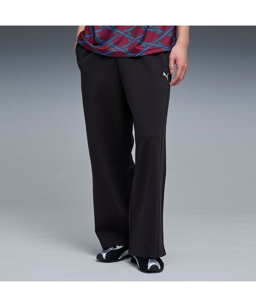 ユニセックス ワイド ストレート スウェットパンツ エンブロイダリー キャット CREW SWEAT EMBROIDERY PANTS