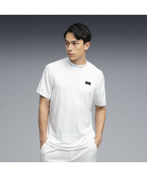 【美品】マーク＆ロナ モックネック 半袖シャツ 白 48（L） メンズ ゴルフPB シンプル モックネック 半袖 シャツ SIMPLE MOCKNECK