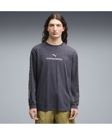 メンズ ラン カルチャー コレクティブ リラックスド ウォッシュド グラフィック 長袖 Tシャツ RUN CULTURE COLLECTIVE LS