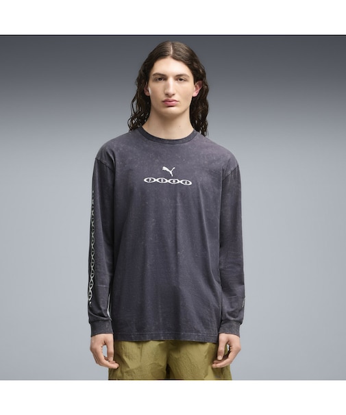 メンズ ラン カルチャー コレクティブ リラックスド ウォッシュド グラフィック 長袖 Tシャツ RUN CULTURE COLLECTIVE LS
