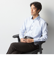 スーパーノンアイロンコットンシャツ ワイドカラー 織柄