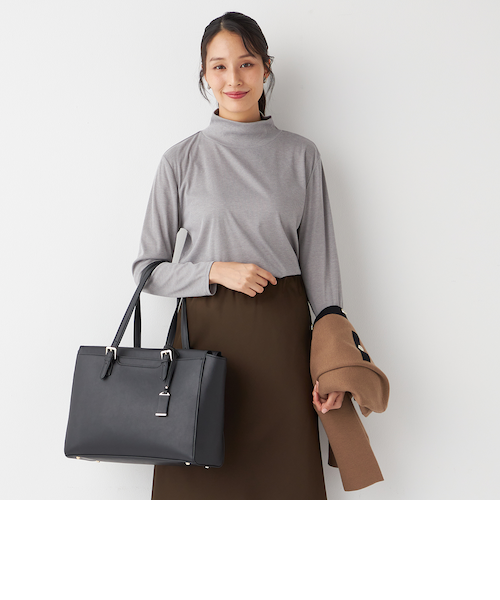 PUPULA 完売品　美品　サテンティアードハイネックカットソー　ブラック　38 マットサテン デザインハイネックブラウス（01-04HI02-204