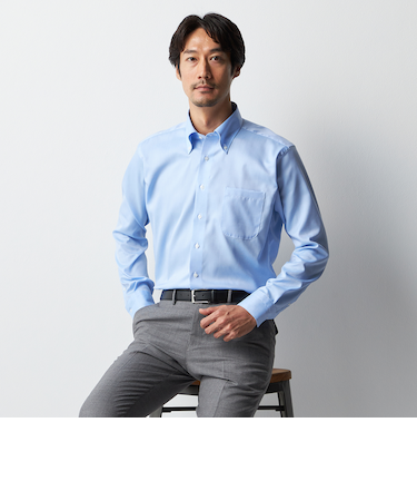 ORIHICA　LUXE LINEシャツ ボタンダウン 織柄