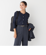 ORIHICA美ラクるニットCOMFY ラメ入りリブカーディガン