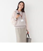 ORIHICA美ラクるニットCOMFY 袖プリーツドッキング