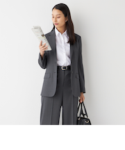 ORIHICA　LUXE ロングジャケット ストライプ REDA
