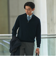 ＜Begin公式WEB10月掲載アイテム＞ビズニット（BIZ KNIT） ハーフジップ モックネック