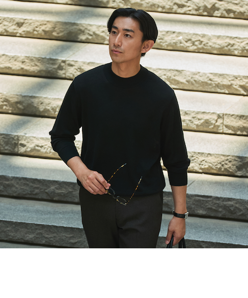 ＜Begin公式WEB10月掲載アイテム＞ビズニット（BIZ KNIT） モックネック