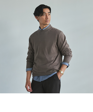 ＜Begin公式WEB10月掲載アイテム＞ビズニット（BIZ KNIT） モックネック