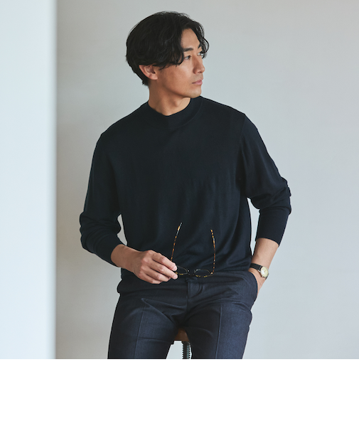 ＜Begin公式WEB10月掲載アイテム＞ビズニット（BIZ KNIT） モックネック
