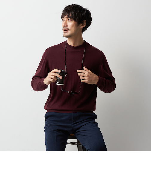 ＜Begin公式WEB10月掲載アイテム＞ビズニット（BIZ KNIT） モックネック