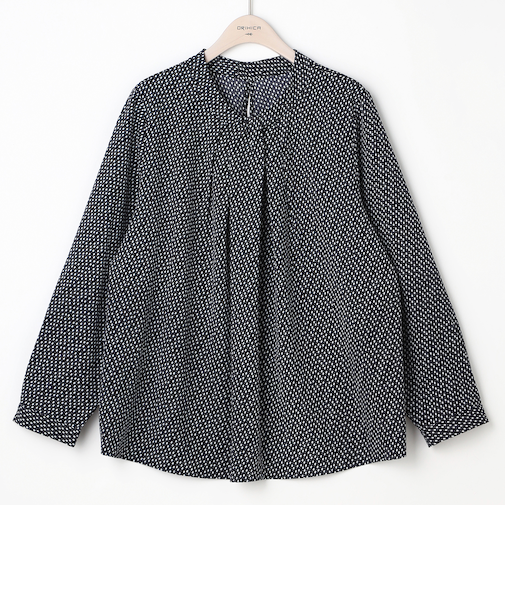 ORIHICA美ラクるブラウス ボウタイ風プリント