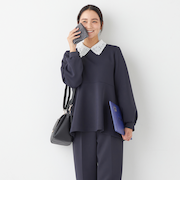 らくちんセットアップ レース取り外しペプラムブラウス