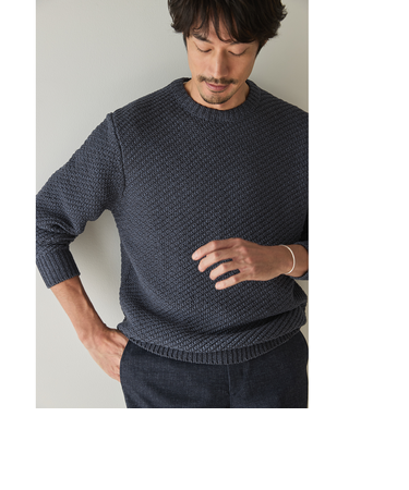 ビズニット(BIZ KNIT) 杢カルゼクルーネック