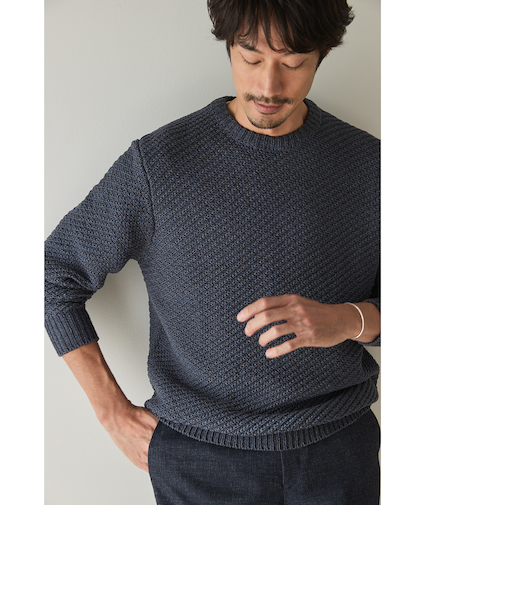 ビズニット(BIZ KNIT) 杢カルゼクルーネック