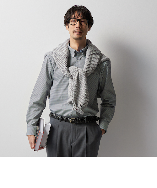 スーパーノンアイロンストレッチシャツ ボタンダウン 織柄｜オリヒカの