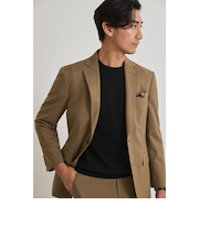 スマート ビズ セットアップ ジャケット 組織無地