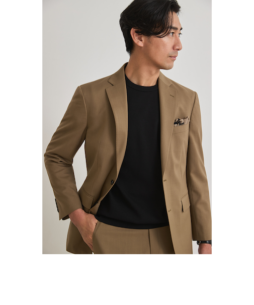 スマート ビズ セットアップ ジャケット 組織無地