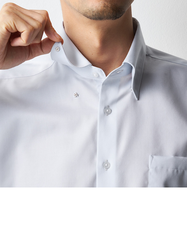 スーパーノンアイロンコットンシャツ スナップダウン 織柄