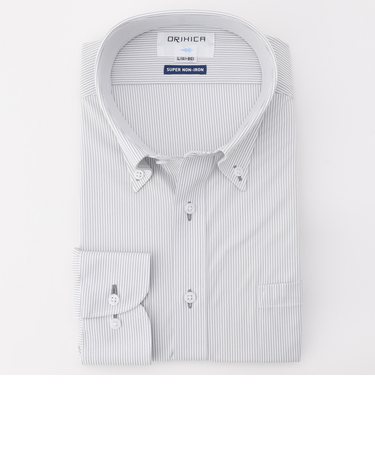 スーパーノンアイロンストレッチシャツ ボタンダウン ストライプ