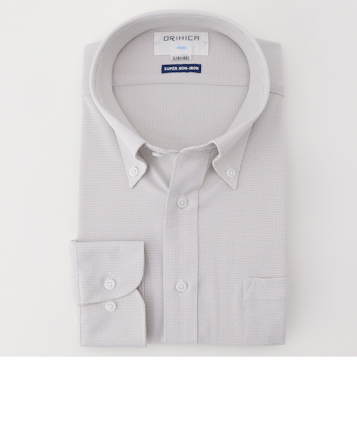 スーパーノンアイロンストレッチシャツ ボタンダウン 織柄