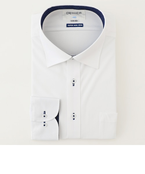 スーパーノンアイロンストレッチシャツ ワイドカラー 織柄｜オリヒカの