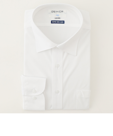 スーパーノンアイロンストレッチシャツ ワイドカラー 織柄