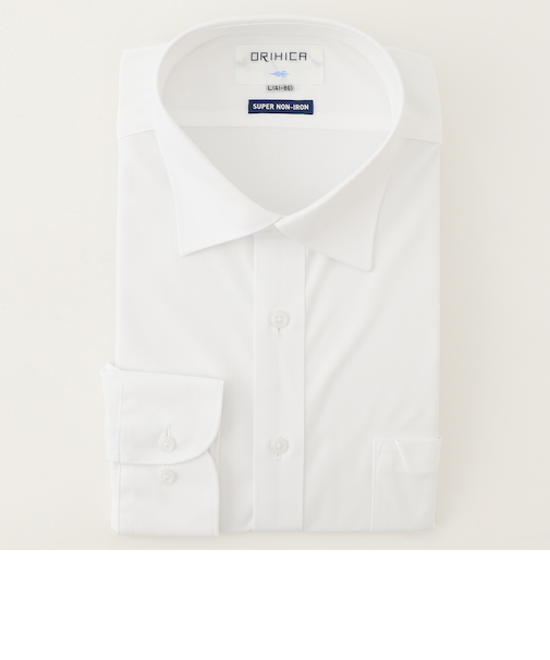 スーパーノンアイロンストレッチシャツ ワイドカラー 織柄