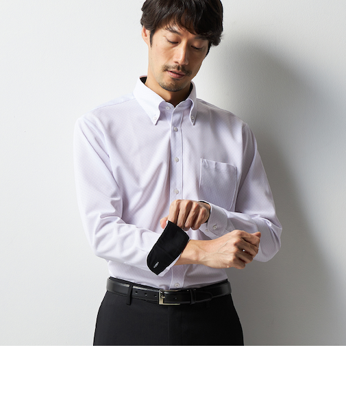 スーパーノンアイロンストレッチシャツ ボタンダウン 織柄