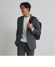 スマート ビズ セットアップ ジャケット 織柄無地